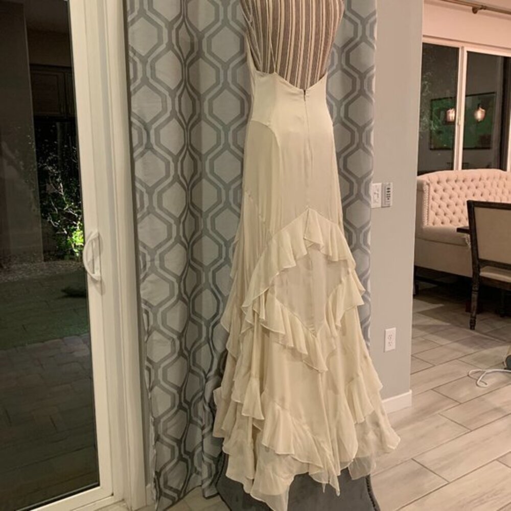 Haute Hippie Ivory Maxi Dress with Ruffle Detail - Picture 9 of 16